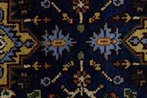 Dark Navy Floral 2'6X8'5 Heriz Serapi Oriental Runner Rug