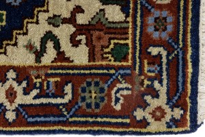 Dark Navy Floral 2'6X8'5 Heriz Serapi Oriental Runner Rug