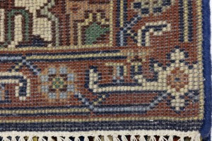 Dark Navy Floral 2'6X8'5 Heriz Serapi Oriental Runner Rug