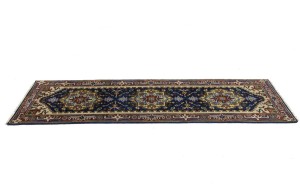 Dark Navy Floral 2'6X8'5 Heriz Serapi Oriental Runner Rug