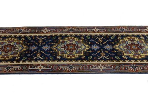 Dark Navy Floral 2'6X8'5 Heriz Serapi Oriental Runner Rug