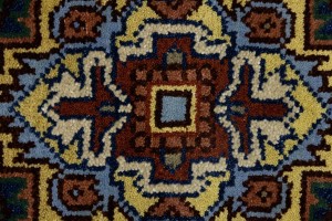 Dark Navy Floral 2'6X8'5 Heriz Serapi Oriental Runner Rug