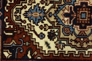 Cream Floral 3X8 Heriz Serapi Oriental Runner Rug