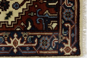 Cream Floral 3X8 Heriz Serapi Oriental Runner Rug