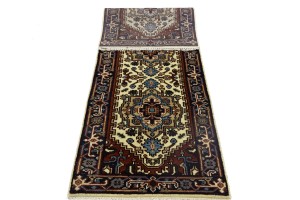 Cream Floral 3X8 Heriz Serapi Oriental Runner Rug