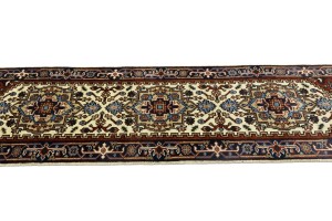 Cream Floral 3X8 Heriz Serapi Oriental Runner Rug
