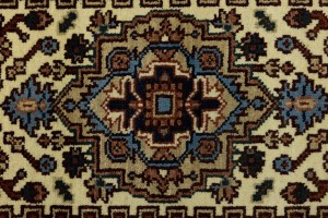 Cream Floral 3X8 Heriz Serapi Oriental Runner Rug