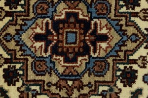 Cream Floral 3X8 Heriz Serapi Oriental Runner Rug