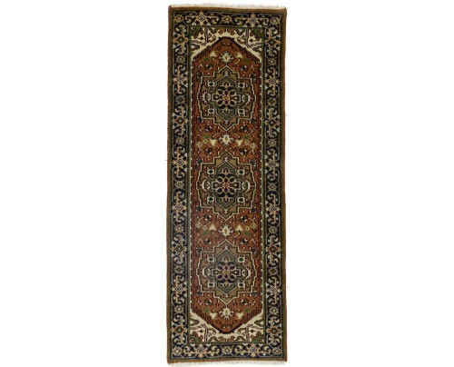 Rust Floral 3X8 Heriz Serapi Oriental Runner Rug