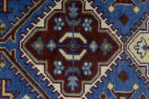 Blue Tribal 3X8 Kazak Oriental Runner Rug
