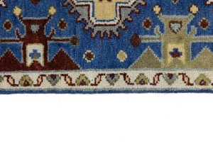 Blue Tribal 3X8 Kazak Oriental Runner Rug