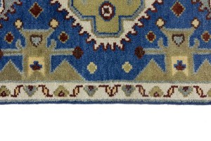 Blue Tribal 3X8 Kazak Oriental Runner Rug