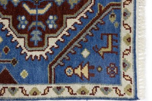 Blue Tribal 3X8 Kazak Oriental Runner Rug