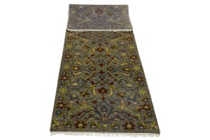 Gray Floral 3X8 Chobi Serapi Oriental Runner Rug