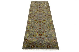 Gray Floral 3X8 Chobi Serapi Oriental Runner Rug