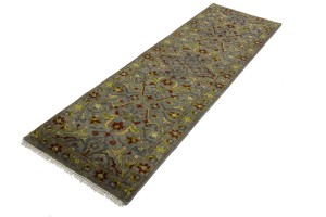 Gray Floral 3X8 Chobi Serapi Oriental Runner Rug