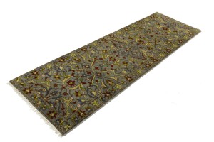 Gray Floral 3X8 Chobi Serapi Oriental Runner Rug