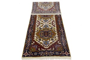 Cream Floral 3X8 Heriz Serapi Oriental Runner Rug