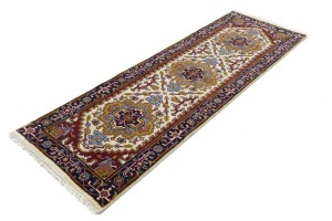 Cream Floral 3X8 Heriz Serapi Oriental Runner Rug