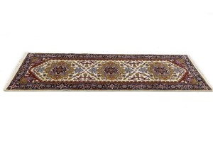 Cream Floral 3X8 Heriz Serapi Oriental Runner Rug