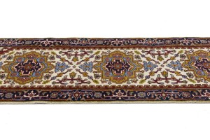 Cream Floral 3X8 Heriz Serapi Oriental Runner Rug
