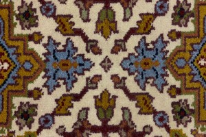 Cream Floral 3X8 Heriz Serapi Oriental Runner Rug