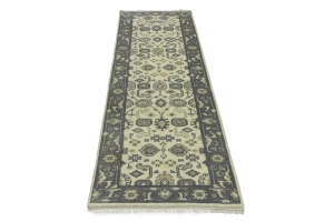 Cream Taupe Floral 2'5X8 Oushak Chobi Oriental Runner Rug
