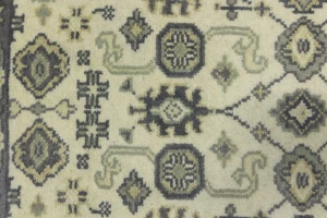 Cream Taupe Floral 2'5X8 Oushak Chobi Oriental Runner Rug
