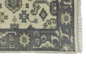 Cream Taupe Floral 2'5X8 Oushak Chobi Oriental Runner Rug