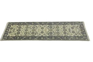 Cream Taupe Floral 2'5X8 Oushak Chobi Oriental Runner Rug