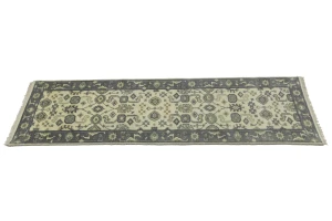 Cream Taupe Floral 2'5X8 Oushak Chobi Oriental Runner Rug