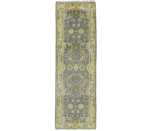 Gray Floral 3X8 Oushak Chobi Oriental Runner Rug