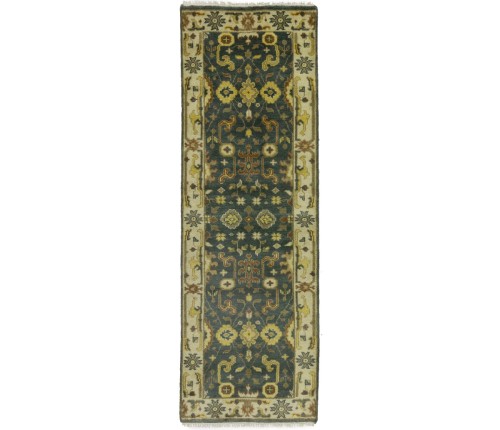 Gray Floral 3X8 Oushak Chobi Oriental Runner Rug