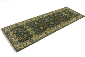Gray Floral 3X8 Oushak Chobi Oriental Runner Rug