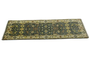 Gray Floral 3X8 Oushak Chobi Oriental Runner Rug
