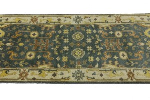 Gray Floral 3X8 Oushak Chobi Oriental Runner Rug