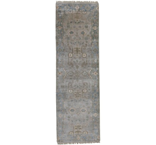 Beige/Tan Floral 3X8 Oushak Chobi Oriental Runner Rug