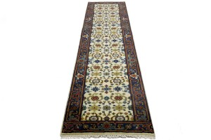 Cream Floral 3X10 Chobi Oriental Runner Rug