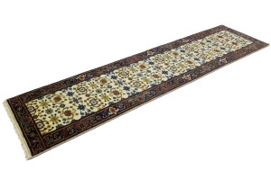 Cream Floral 3X10 Chobi Oriental Runner Rug