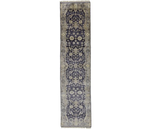 Purple Gray Floral 3X10 Oushak Chobi Oriental Runner Rug