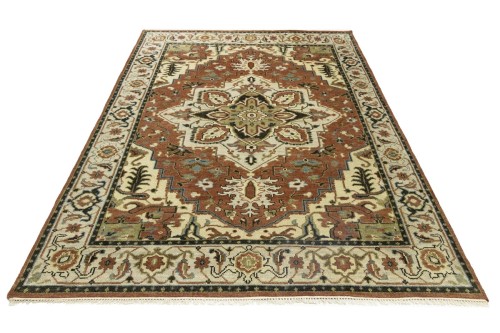 Rust Floral 9X12 Heriz Serapi Oriental Rug