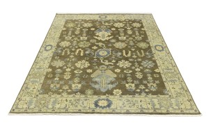 Brown Floral 8X10 Oushak Chobi Oriental Rug