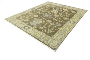 Brown Floral 8X10 Oushak Chobi Oriental Rug