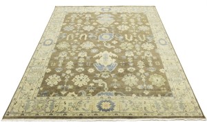 Brown Floral 8X10 Oushak Chobi Oriental Rug