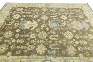 Brown Floral 8X10 Oushak Chobi Oriental Rug