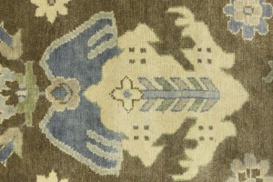 Brown Floral 8X10 Oushak Chobi Oriental Rug