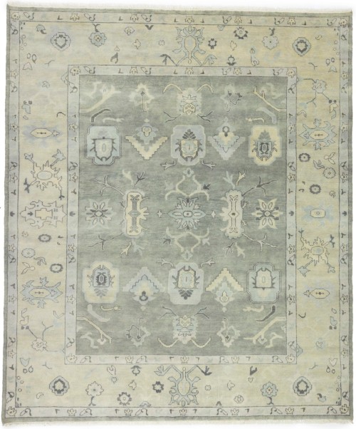 Brownish Gray Floral 8X10 Oushak Chobi Oriental Rug