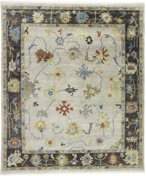 Oatmeal Floral 8X10 Oushak Chobi Oriental Rug