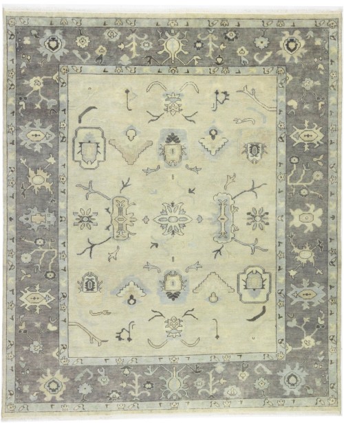 Cream Floral 8X10 Oushak Chobi Oriental Rug