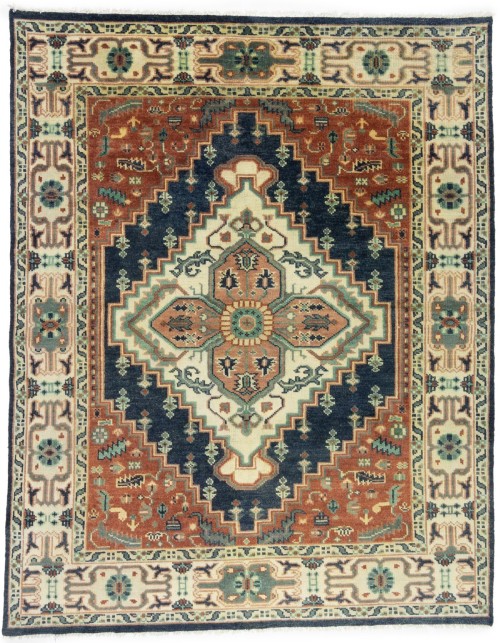 Rust Orange Floral 8X10 Heriz Serapi Oriental Rug